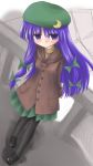  casual coat contemporary hair_ribbon hair_ribbons hat long_hair niwata_senpei pantyhose patchouli_knowledge purple_eyes purple_hair ribbon ribbons touhou violet_eyes 