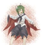  antenna cape closed_eyes green_hair insect_girl manekinukotei navel short_hair smile touhou wriggle_nightbug 