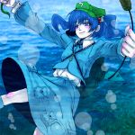  bag blue_hair cattail cattail_(plant) hat kawashiro_nitori key plant short_hair touhou twintails 