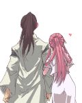  1girl adult aria back blush brown_hair couple heart izumo_akatsuki lowres mizunashi_akari oekaki pink_hair ponytail wander_(artist) 