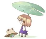  chibi dollar frog hat lily_pad lilypads lowres moriya_suwako ribbon ribbons tadpole_tail touhou 