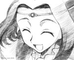  crown gofu hat kaguya monochrome sketch smile sumeragi_kaguya tiara traditional_media 