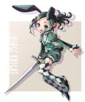  blush bunny_ears katahira_masashi original ponytail rabbit_ears sword thigh-highs thighhighs weapon 