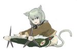  animal_ears blue_eyes cat_ears cat_tail cat_tails feral_lemma fur_trim goggles leather_jacket mecha_musume simple_background solo striker_unit tail white_background 