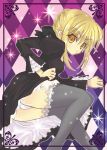  dark_saber dress fate/stay_night fate_(series) girotin_ginza gothic_lolita lolita_fashion panties pantyshot saber saber_alter solo thigh-highs thighhighs underwear yellow_eyes 