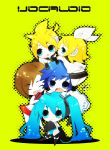  chibi hatsune_miku headphones kagamine_len kagamine_rin kaito kazamine_mayuki meiko pile vocaloid 