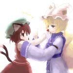  blonde_hair blood cat_ears cat_tail chen chipika hat lowres multi_tail multiple_tails nosebleed tail touhou yakumo_ran 