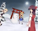  ibuki_suika kirisame_marisa ruit snow torii touhou 