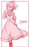  boots maki_chitose monochrome pink ponytail school_uniform smile strawberry_panic strawberry_panic! 