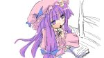  niwata_senpei patchouli_knowledge purple_hair touhou writing 