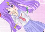  bad_id highres niwata_senpei patchouli_knowledge purple_hair school_uniform touhou 