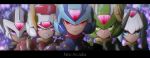  absurdres android blue_eyes capcom clenched_teeth copy_x facing_viewer fafnir green_eyes harpuia helmet highres letterboxed leviathan_(rockman) looking_at_viewer phantom_(rockman) potato-ray red_eyes rockman rockman_zero smile teeth violet_eyes 
