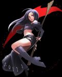  1boy bare_shoulders black_hair boots choker fingerless_gloves gloves guilty_gear guilty_gear_xx long_hair red_eyes scythe sei testament_(guilty_gear) thigh_strap 