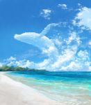  artist_name beach blue_sky clouds flying_whale hachiya_shohei highres no_humans ocean original scenery sky whale 