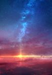  blue_theme highres milky_way mks night night_sky no_humans original outdoors red_theme scenery sky star_(sky) starry_sky sunset 