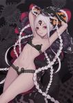  1girl abigail_williams_(fate/grand_order) abigail_williams_(swimsuit_foreigner)_(fate) armpits arms_behind_head arms_up baeg_mi bangs bare_shoulders bikini black_bikini black_bow bow breasts collarbone double_bun fate/grand_order fate_(series) forehead highres keyhole long_hair multiple_bows navel orange_bow parted_bangs red_eyes sidelocks small_breasts smile swimsuit tentacles thighs third_eye very_long_hair white_hair white_skin 