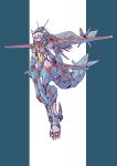  1girl absurdres cat_girl colored_pencil_(medium) flying furry goggles gun highres holding holding_gun holding_weapon looking_down mecha_musume mechanical_tail mechanical_wings original solo tail traditional_media weapon wings ztb0000 
