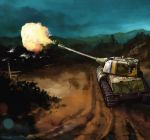 artist_name bush caterpillar_tracks clouds entwicklung-100 ground_vehicle hill military military_vehicle motor_vehicle night original sky smoke tank tr0yka world_of_tanks 