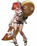 1girl a.b.a bandages blood chain guilty_gear homunculus karee key_in_head key_weapon paracelsus redhead short_hair weapon 