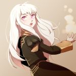  1girl fire_emblem fire_emblem:_three_houses from_side garreg_mach_monastery_uniform long_hair long_sleeves lowres lysithea_von_ordelia open_mouth pink_eyes solo sooon103 uniform white_hair 