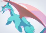  claws closed_mouth commentary_request dragon gen_3_pokemon highres looking_back no_humans pokemon pokemon_(creature) saiku_(zvlku) salamence tail white_background wings 