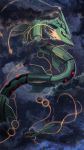  black_sclera claws commentary_request fangs gen_3_pokemon highres legendary_pokemon mega_pokemon mega_rayquaza nagakura_(seven_walkers) night no_humans outdoors pokemon pokemon_(creature) rayquaza red_eyes skin_fangs sky smoke solo star_(sky) 