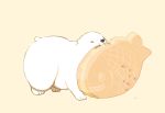  animal artist_name bear chai closed_eyes food highres mouth_hold no_humans original polar_bear simple_background taiyaki wagashi 