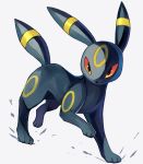  commentary_request full_body gen_2_pokemon legs_up looking_at_viewer no_humans paws pokemon pokemon_(creature) solo tail tesshii_(riza4828) umbreon white_background 