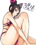  1girl black_hair breasts drill_hair han_juri looking_at_viewer nac000 nail_polish short_hair smile solo street_fighter street_fighter_iv_(series) swimsuit twin_drills violet_eyes 