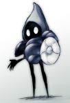  1other blank_eyes full_body highres hollow_knight looking_at_viewer no_humans okame_nin simple_background solo standing tiso white_background 