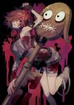  1girl a.b.a bandages blood bloody_clothes bloody_weapon green_eyes guilty_gear guilty_gear_xx key key_in_head looking_at_viewer paracelsus redhead short_hair suzunashi weapon 