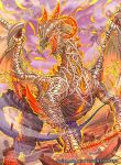  1girl cracked_floor dragon dragon_claw dragon_horns dragon_tail dragon_wings fire_emblem fire_emblem:_three_houses fire_emblem_cipher glowing glowing_eyes horns monster official_art outdoors red_sclera roaring skeletal_wings tail the_immaculate_one tongue tongue_out veins white_scales wings yellow_eyes yoneko_okome 