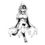  1girl ahoge bangs blush breasts closed_mouth crossed_legs fate/grand_order fate_(series) greyscale highres jeanne_d&#039;arc_(alter)_(fate) jeanne_d&#039;arc_(fate)_(all) large_breasts looking_at_viewer monochrome poriuretan simple_background sitting solo tsurime white_background 