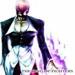  1boy choker closed_mouth fire hair_over_eyes jacket male_focus muscle pants purple_fire pyrokinesis red_pants redhead sawao simple_background solo the_king_of_fighters white_background yagami_iori 