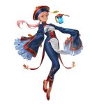  1girl alternate_costume blue_eyes detached_sleeves earrings ena_(fire_emblem) fire_emblem fire_emblem:_path_of_radiance fire_emblem:_radiant_dawn fire_emblem_heroes full_body halloween_costume hat highres jewelry kaya8 long_hair official_art pink_hair pointy_ears solo standing tied_hair wide_sleeves 