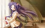  hair_bobbles hair_ornament highres ichinose_kotomi long_hair school school_uniform two_side_up vector_trace wallpaper wind window 
