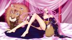  bare_legs barefoot bed breasts cleavage doomblade error fate/hollow_ataraxia fate/stay_night fate_(series) feet glasses highres japanese_clothes legs lion long_hair glasses panties purple_hair rider underwear very_long_hair yukata 