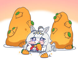  ahoge animal_ears blue_sailor_collar blue_skirt bow brooch diamond_hairband ear_bow ear_ornament glutton grey_hair grey_tail highres horse_ears horse_girl horse_tail jewelry neckerchief oguri_cap_(starlight_beat)_(umamusume) oguri_cap_(umamusume) red_neckerchief sailor_collar skirt star_brooch tail umamusume umamusume:_cinderella_gray yananang 