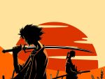  jin mugen polychromatic samurai_champloo sunset sword weapon 