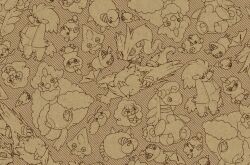  altaria ampharos bergmite claws commentary_request dragon furfrou furfrou_(natural) hinekure mareep mega_altaria mega_ampharos monochrome no_humans pokemon pokemon_(creature) pokemon_focus reshiram rufflet stuffed_toy swablu swirlix swoobat whimsicott woobat 