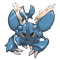  absurdres beetle bug claws closed_mouth colored_sclera heracross highres horns insect_wings looking_at_viewer no_humans pokemon pokemon_(creature) pokemon_focus pr_quote simple_background single_horn smile white_background wings yellow_sclera 