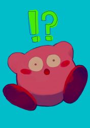  !? :o blue_background blush_stickers color_contrast colored_skin full_body highres kirby kirby_(series) no_humans open_mouth pink_skin purano7 red_shoes shoes simple_background smile 