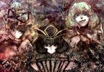  abstract bad_id cong1991 evil_grin evil_smile expressionless fan grin hat highres kazami_yuuka multiple_girls shikieiki_yamaxanadu smile stare touhou yakumo_yukari 