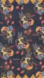  1other black_fur blue_fur body_fur furry highres lucario mega_lucario mega_pokemon meme_(sleepsheep) multicolored_fur pokemon pokemon_(creature) pokemon_focus red_eyes red_fur snout spikes yellow_fur 