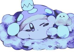  :o bird blush_stickers cool_colored copy_ability egg hat kirby kirby_(series) nightcap no_humans one_eye_closed polka_dot_headwear purano7 purple_hat simple_background sleep_kirby white_background 