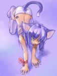 blue_hair cat_ears catgirl myuratch oekaki panties purple_hair ribbon tail thigh-highs thighhighs topless underwear yellow_eyes 