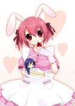  bunny_ears cake food fruit girl_on_a_plate holding holding_fruit in_food mani minigirl original pastry rabbit_ears strawberries strawberry waitress 