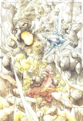  camerupt coalossal debris dynamax earth_power_(pokemon) g-max_volcalith_(pokemon) gigantamax gigantamax_coalossal inori_(pokemoart) liquidation_(pokemon) mega_camerupt mega_pokemon mega_sharpedo no_humans nostrils open_mouth pokemon pokemon_(creature) pokemon_focus pokemon_move sharp_teeth sharpedo smoke teeth water 
