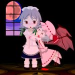  bite biting blood blush chibi hat hug izayoi_sakuya kokemomo lowres maid moco_(axion_channel) multiple_girls remilia_scarlet touhou vampire window wings 