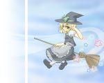  broom broom_riding flying hat inu_wi kirisame_marisa ribbon touhou 